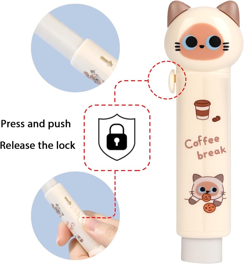Daphilly 4PCS Cute Retractable Cat Pencil Eraser, Cute Cartoon Cat Pencil Erasers in Four Colors,Suitable for School Home Office Supplies - Image 2